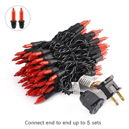 Brizled Orange Halloween Lights, 21.3ft 100-ct Incandescent String Lights Connectable, UL Certified, Black Wire Mini Light Set for Indoor & Outdoor Decorations, Holiday, Christmas