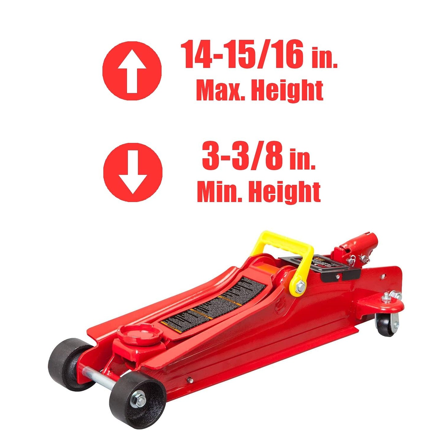 BIG RED T825051-1 Torin Hydraulic Low Profile Trolley Floor Jack with Single Piston Quick Lift Pump, 2.5 Ton (5,000 lb) Capacity - Red