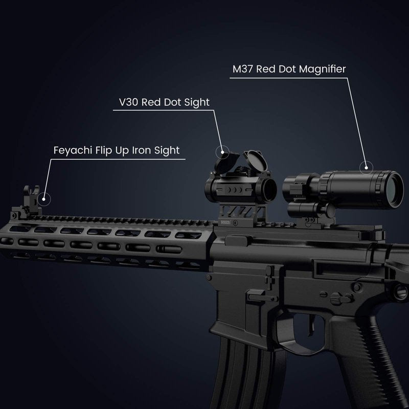 Feyachi V30 2MOA Red Dot Sight with M37 1.5X - 5X Magnifier Combo, Absolute Co-Witness