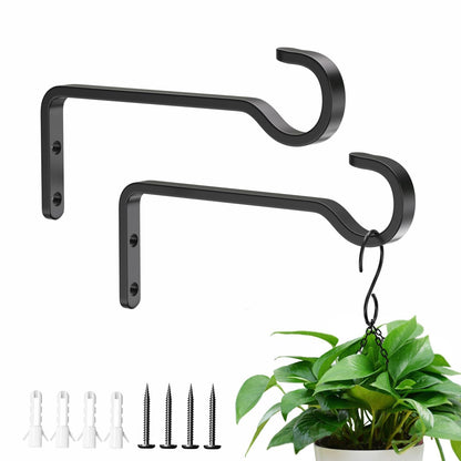 6 Inch 2 Pack Heavy Duty Outdoor Plant Hangers for Plants, Iron Plant Brackets with Metal Plant Hooks for Hanging Lantern, Bird Feeder