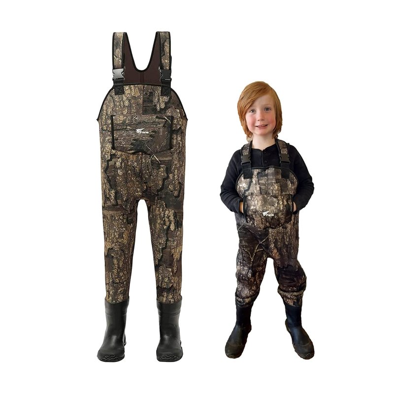 8 Fans Kids Chest Waders with Boots,Neoprene Waterproof Youth Waders Insulated Toddler Hunting & Fishing Waders for Kids Boys Girls Size 4/5