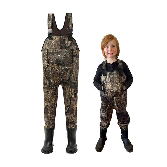 8 Fans Kids Chest Waders with Boots,Neoprene Waterproof Youth Waders Insulated Toddler Hunting & Fishing Waders for Kids Boys Girls Size 4/5