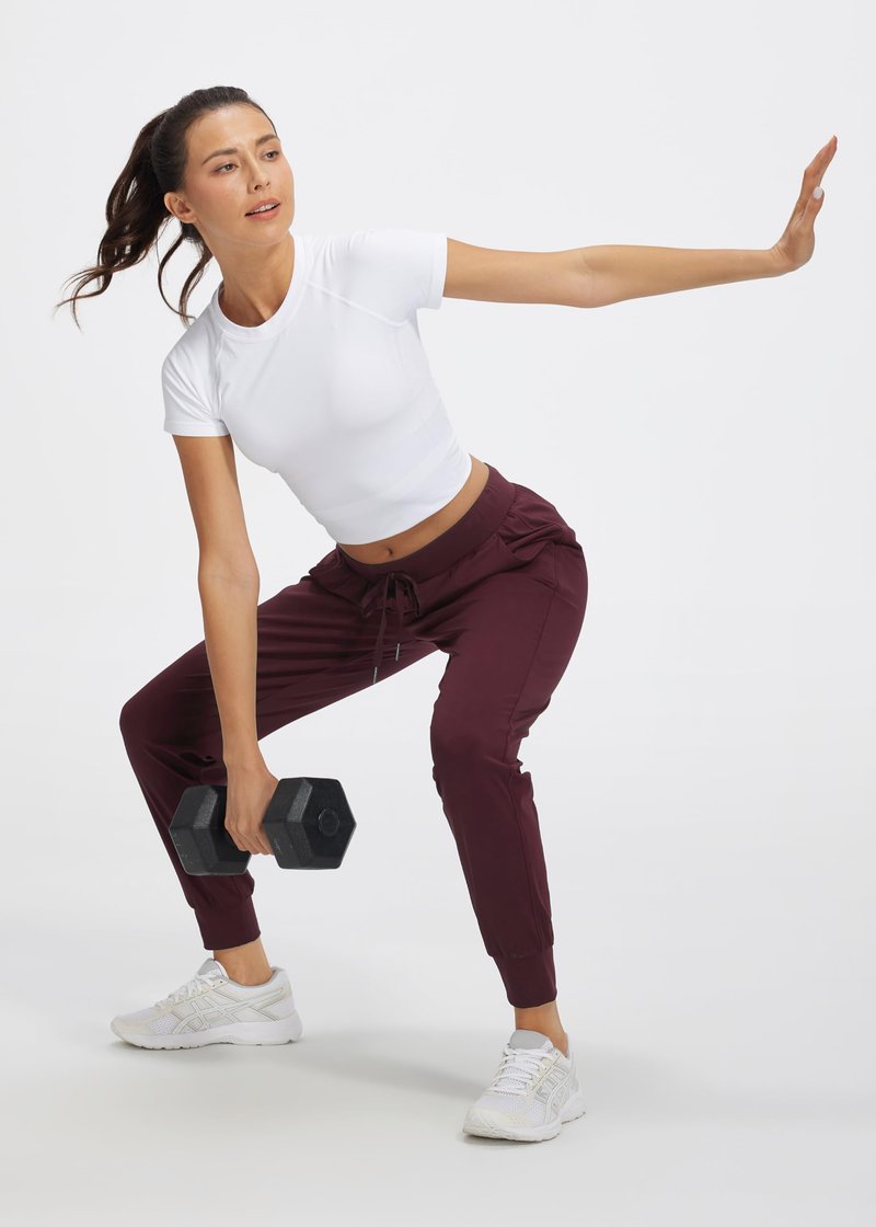 Libin Women's Joggers Pants Athletic Sweatpants with Pockets Running Tapered Casual Pants for Workout,Lounge, Burgundy M