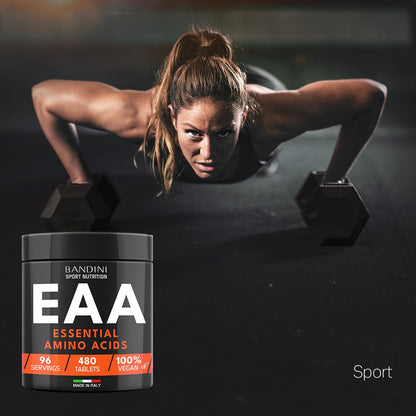 Bandini® EAA Essential Amino Acids | 480 Tablets 96-Day Supply | with All 9 EAAs Intra, Pre and Post Workout | Amino Acid Supplements for Sport | NO Additives, EAA Amino acids, Vegan Friendly
