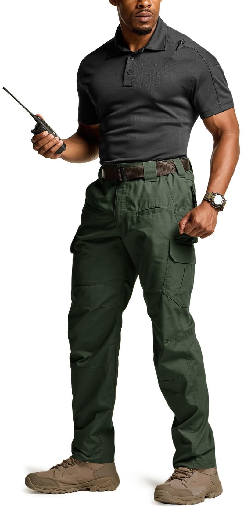 CQR Men's Tactical Pants, Water Resistant Ripstop Cargo Pants, Lightweight EDC Work Hiking Pants, Outdoor Apparel, Raider Green Kelp, 44W x 32L