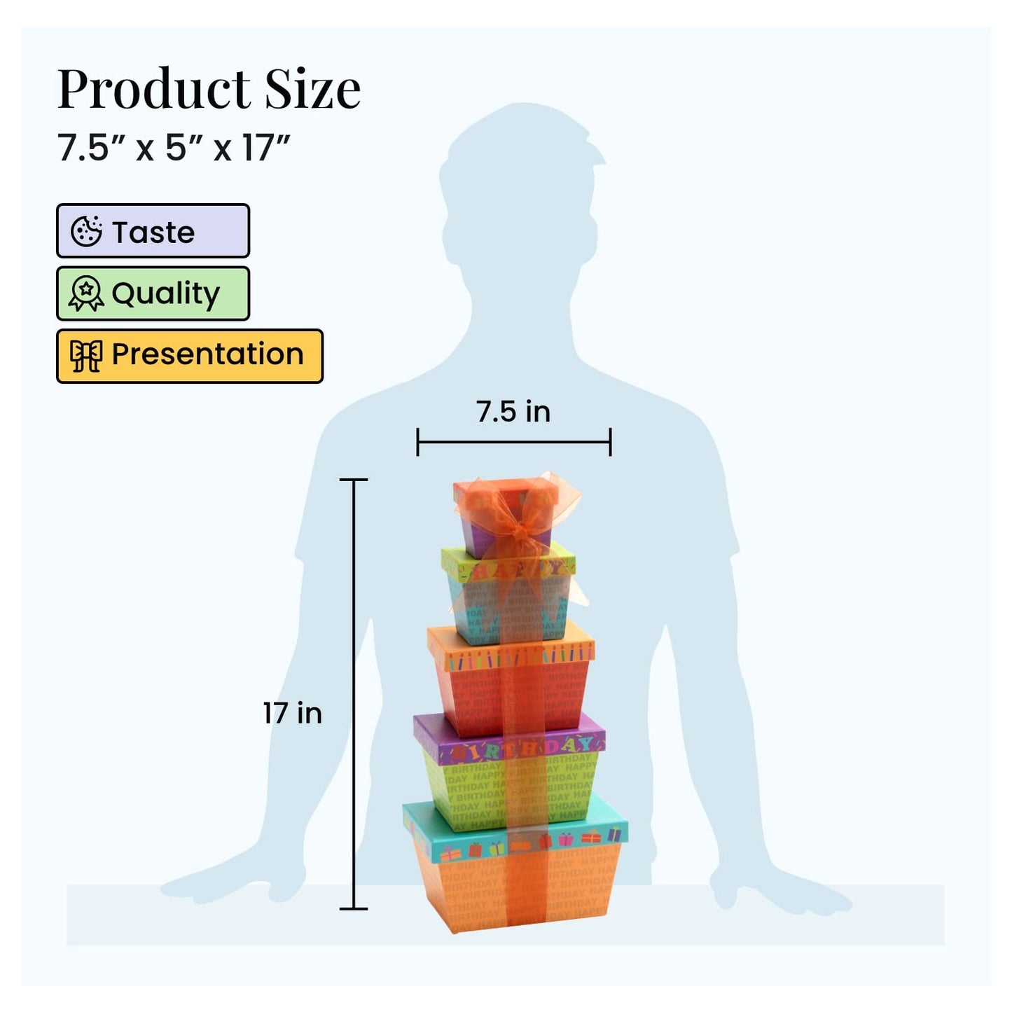 Broadway Basketeers Birthday Gift Basket Tower for Women, Men, Mom, Dad, Her, Him, Kids, Families – Curated Snack Box, Sweet and Savory Treats for Parties