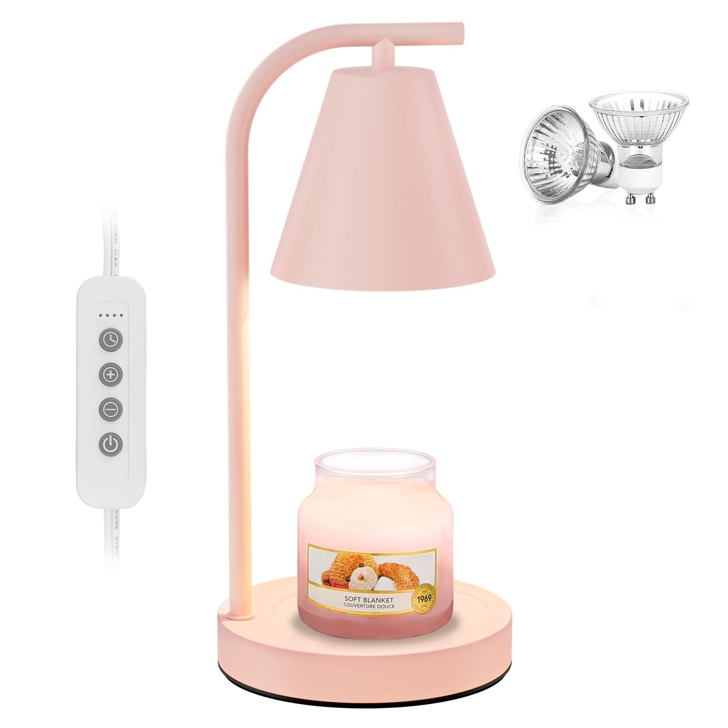 Hong-in Pink Candle Warmer Lamp - with Timer & Dimmer, Cozy Christmas Gift for Women Mom, Modern Home Decor House Warming Gifts Wax Melt Warmer for Scented Jar Candles