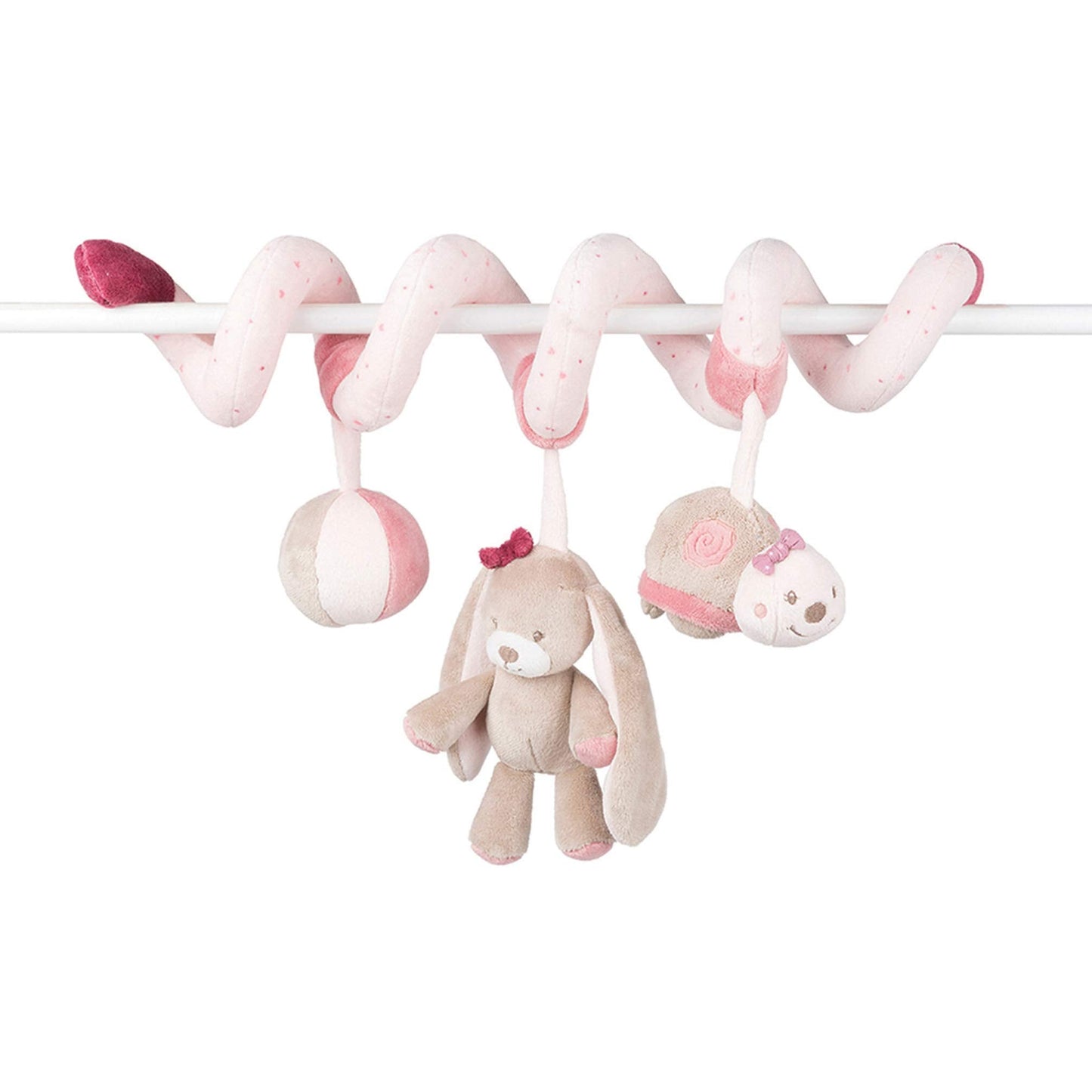Nattou Spiral Game with Hanging Figures, Nina, Jade and Lili, 40 x 24 x 11 cm, Pink/Beige