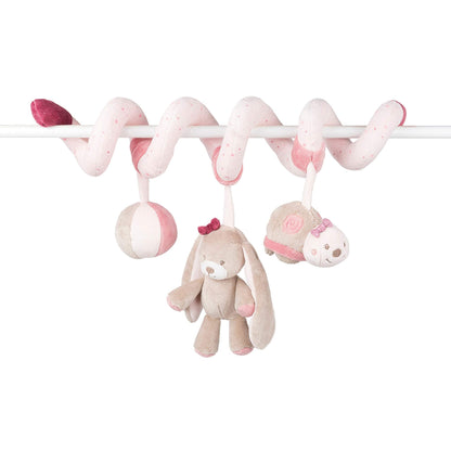 Nattou Spiral Game with Hanging Figures, Nina, Jade and Lili, 40 x 24 x 11 cm, Pink/Beige