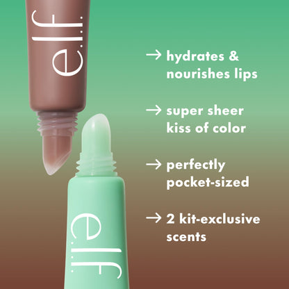 e.l.f. Squeeze Me More Lip Balm Duo, Moisturizing Balm For A Sheer Tint Of Color, Made With Hyaluronic Acid, Vegan & Cruelty-Free, Cherry & Bubblegum