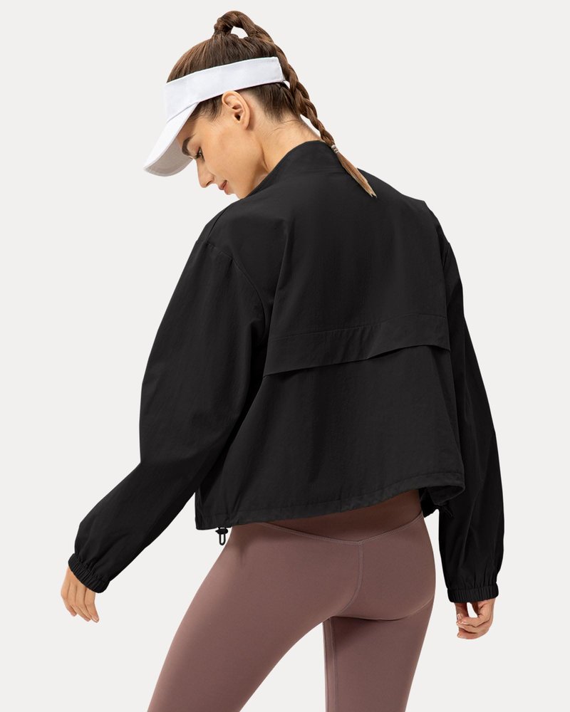 Locachy Women's Lightweight Zip Up Athletic Jacket Stand Collar Windproof Sun Protection Workout Outdoor Jacket Black S
