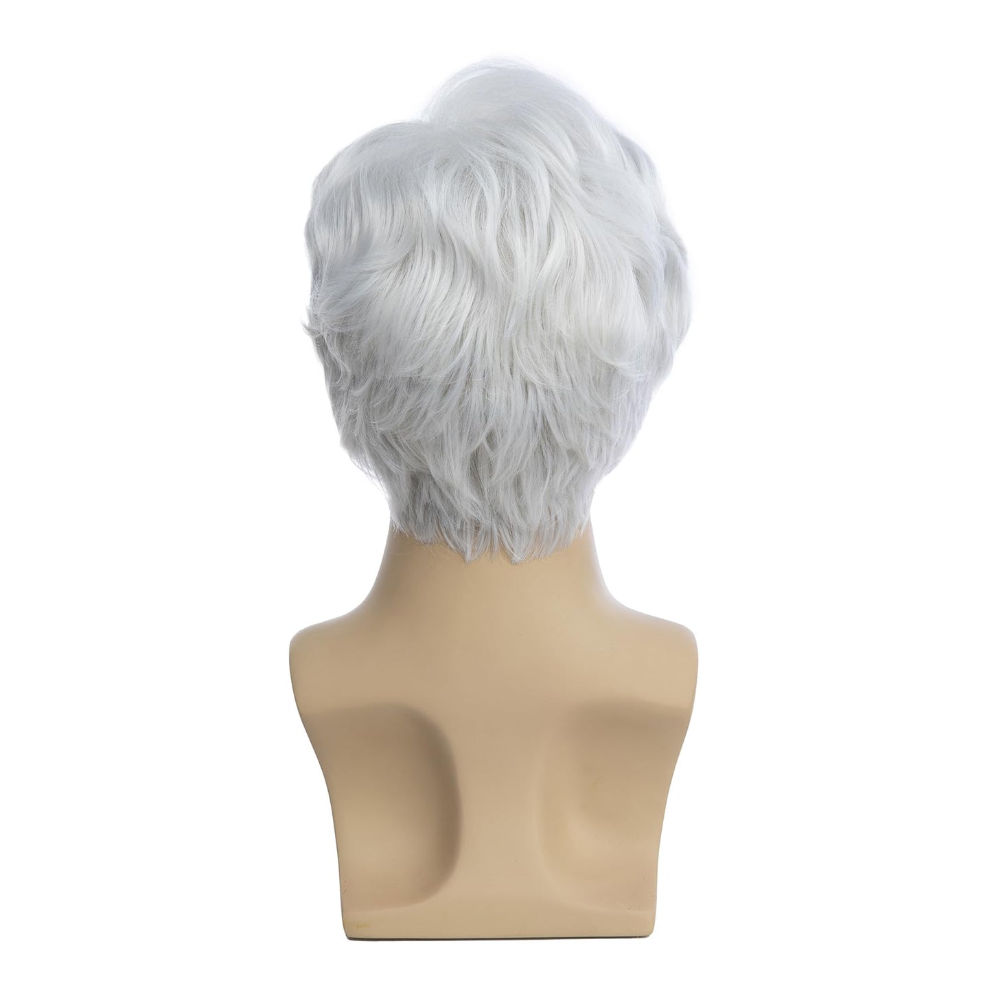 Baruisi Men Wigs Short White Wig Synthetic Heat Resistant Natural Halloween Cosplay Hair Wig