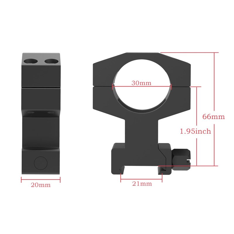 TPO 30mm Picatinny Scope Mounts, Heavy Duty 30mm Picatinny Scope Rings (1.95" Height Scope Rings) PT30-195