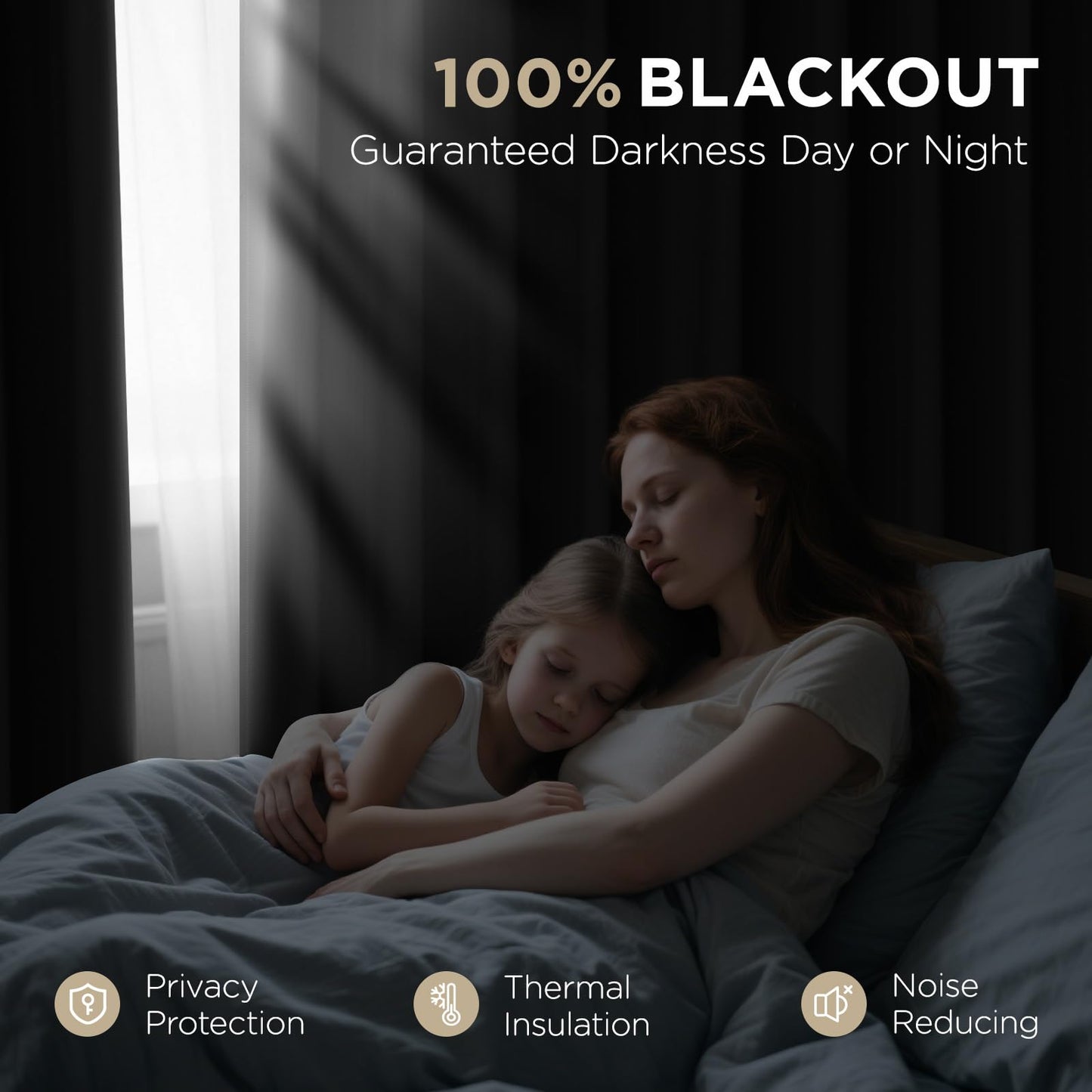 Joydeco Black Blackout Curtains 96 Inches Long, Thermal Insulated Curtains 2 Panels Set for Bedroom, Room Darkening Drapes for Living Room Window (W52 x L96 Inch, Black)