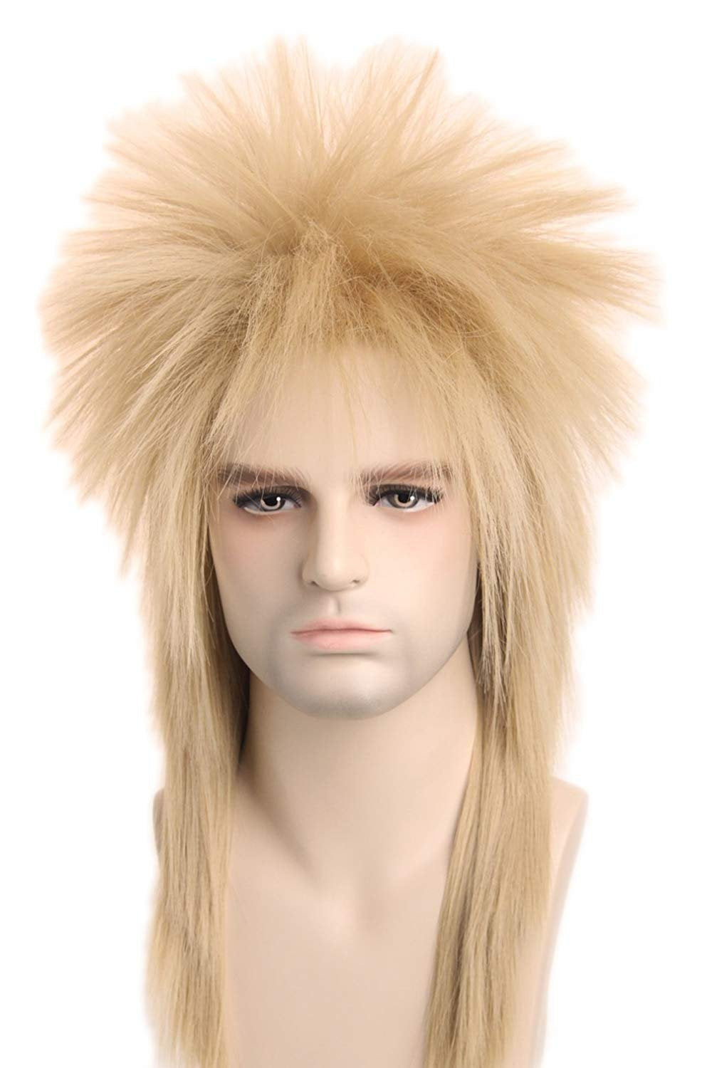Topcosplay 70s 80s Wig for Women Men Couples Halloween Costumes Wig Rocking Punk Rocker Mullet Wig Blonde