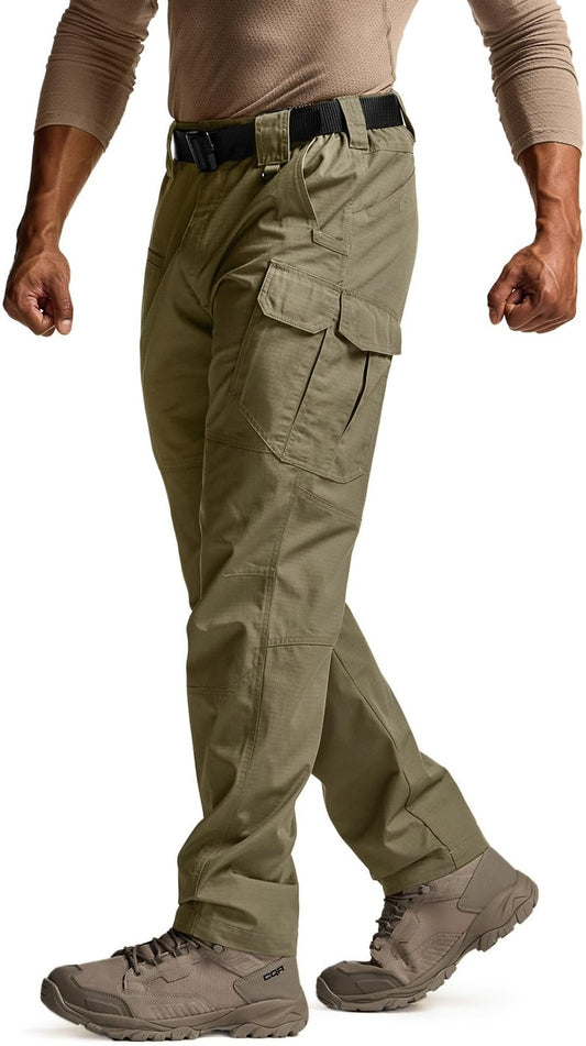 CQR Men's Tactical Pants, Water Resistant Ripstop Cargo Pants, Lightweight EDC Work Hiking Pants, Outdoor Apparel, Raider Mag Pocket Soil Green, 36W x 32L