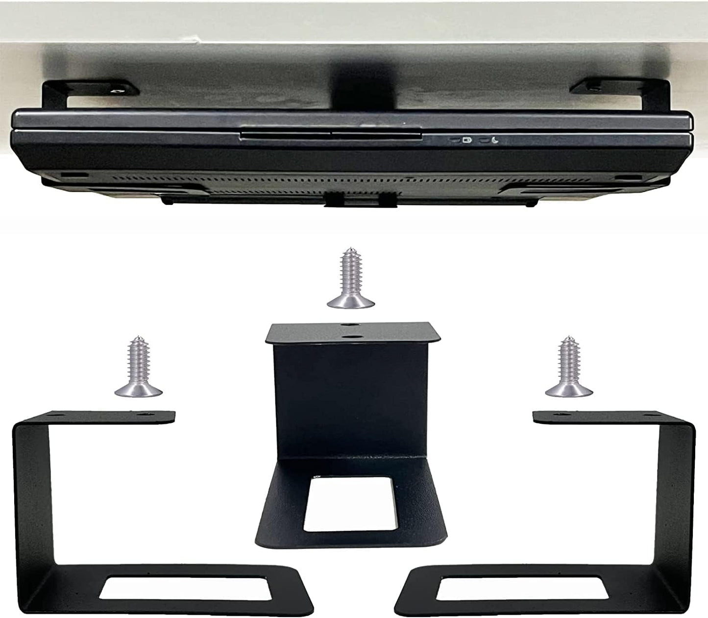 (3) Laptop Holder Under Desk Laptop Mount Organizer Rack Storage Shelf, Add On Under Table Laptops, Keyboard, Routers, Modems, Cable Box, Network Switch & More, Desk Accessories