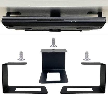 (3) Laptop Holder Under Desk Laptop Mount Organizer Rack Storage Shelf, Add On Under Table Laptops, Keyboard, Routers, Modems, Cable Box, Network Switch & More, Desk Accessories