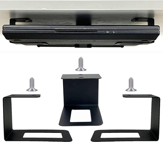 (3) Laptop Holder Under Desk Laptop Mount Organizer Rack Storage Shelf, Add On Under Table Laptops, Keyboard, Routers, Modems, Cable Box, Network Switch & More, Desk Accessories