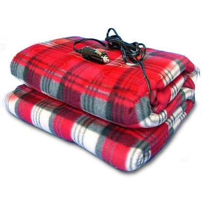 Zone Tech Car Travel Blanket –Premium Quality 12V Automotive Red Plaid Polar Fleece Material Comfortable Great for Winter, Home, Road Trip and Camping