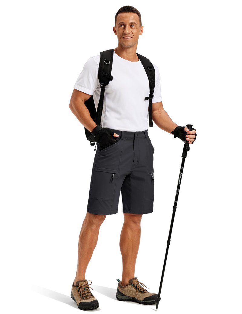 TACVASEN Men's Hiking Cargo Shorts Quick Dry Lightweight Shorts with Zipper Pockets for Casual Golf Travel Work Black 32