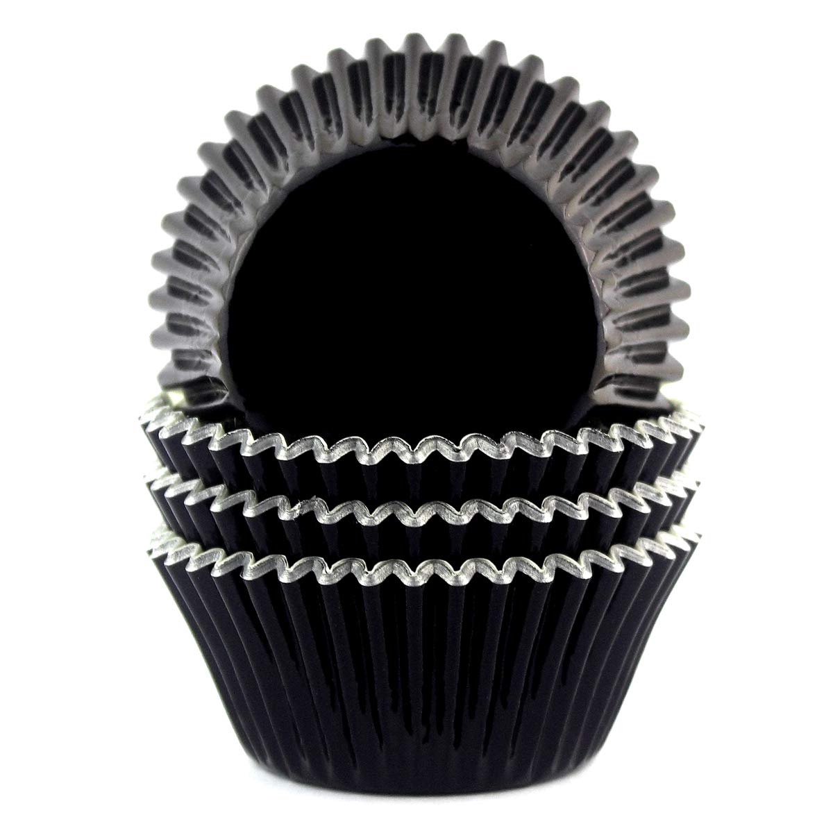 Eoonfirst Foil Cupcake Liners Halloween Party Standard Baking Cups 100 Pcs (Black)