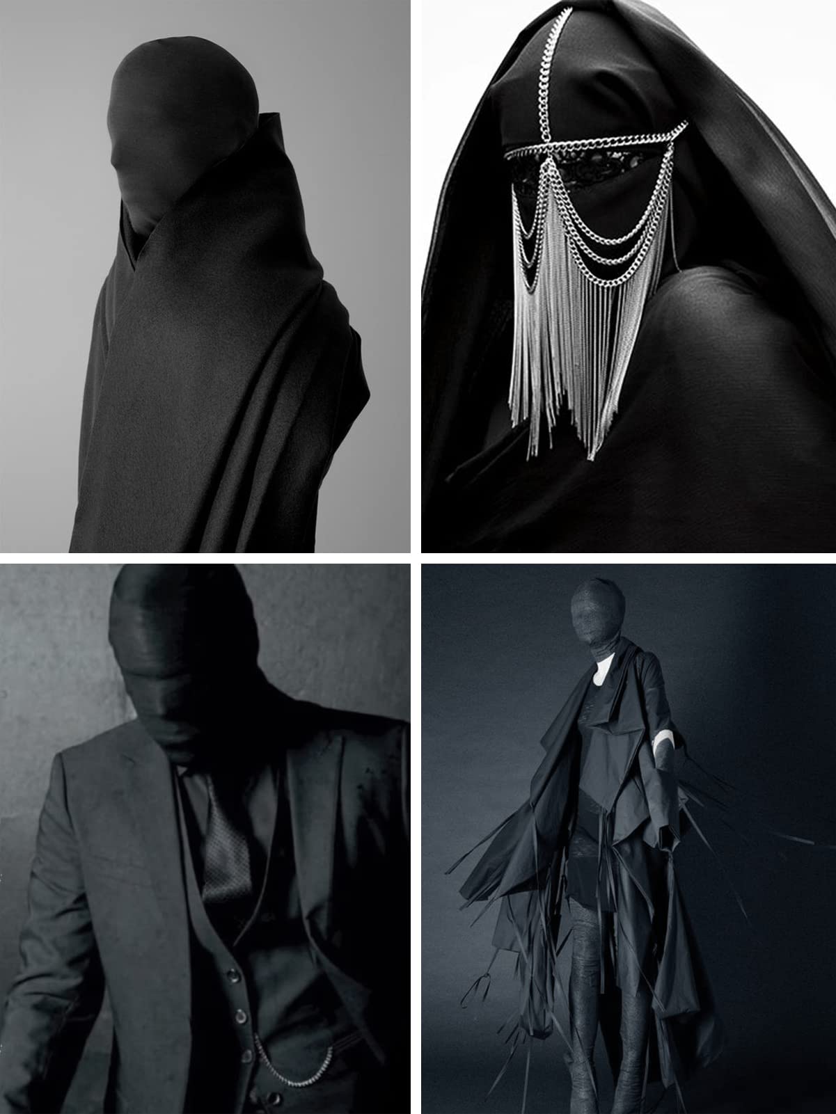 JEGERMIG 2 Pieces Black Full Face Mask Halloween Spandex Adult Hood Faceless Morph Head Cloth