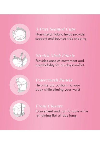 Exquisite Form womens Exquisite Form Fully Women's Front Close Longline Posture #5107530 Bra, Black, 46DD US