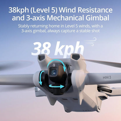 DJI Mini 3 – Lightweight 3x Mechanical Gimbal Mini Camera Drone with 4K HDR Video, 38-min Flight Time, up to 32800ft (10km) Video Transmission, True Vertical Shooting, GPS Auto Return Integrated