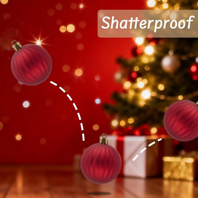 Christmas Tree Decorations Ornament Set, 50ct Red and Gold Shatterproof Christmas Ball Ornaments Hanging Xmas Holiday Party Decor(1.57"-2.36")