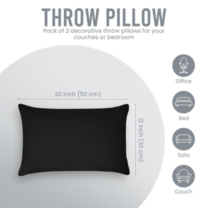 Utopia Bedding Throw Pillows (Pack of 2, White), 12 x 20 Inches Indoor Decorative Pillow Insert for Sofa, Bed and Couch