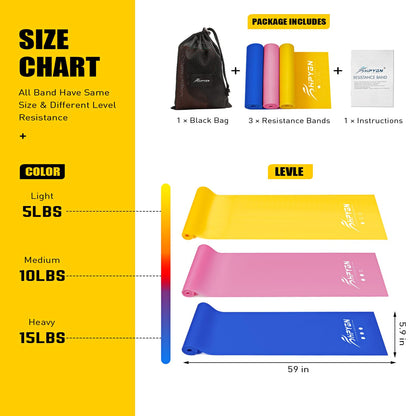 HPYGN Resistance Bands, Exercise Bands, Physical Therapy Bands for Strength Training, Yoga, Pilates, Stretch Elastic Band with Different Strengths, Workout Bands for Home Gym