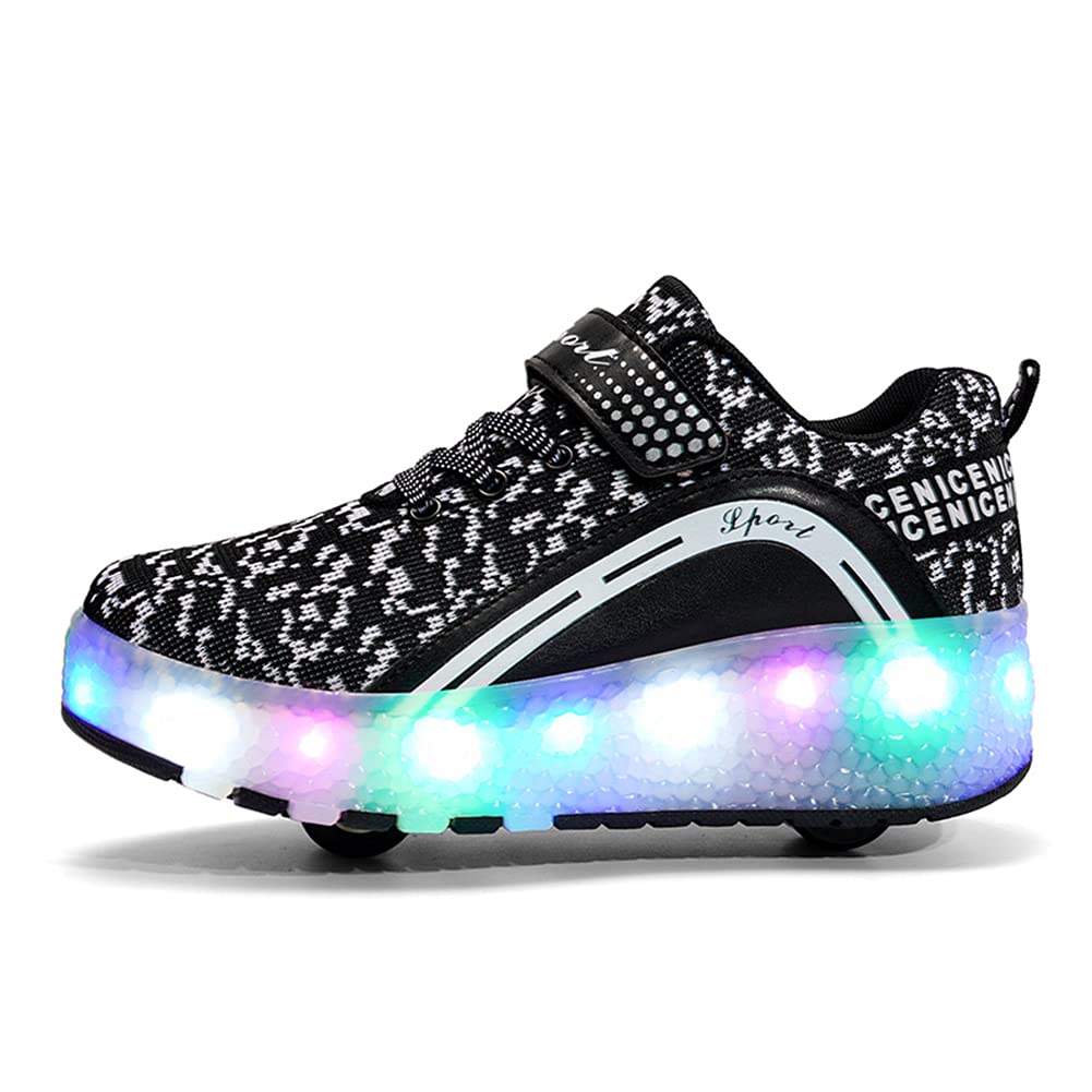 Nsasy Roller Shoes Girls Boys Wheels Sneakers Led Light up Sport Shoes Roller Skates Best Gift