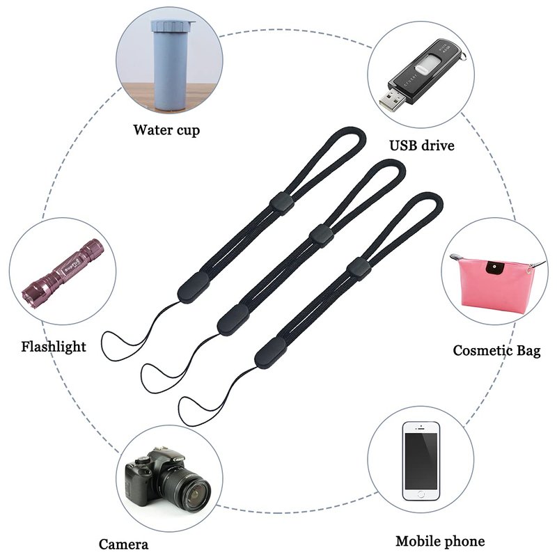 yuntop 5PCS Wrist lanyard, 7.8 inch Hand Wrist Strap Lanyard, Adjustable Nylon Wristlet Straps for Cell Phone, Camera, GoPro, PSP, USB Flash Drives, Flashlight (Black)
