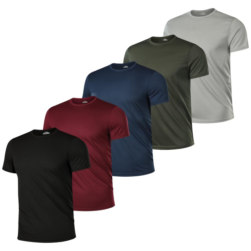 MTTYYD 5 Pack Men’s Short Sleeve Active Athletic Running T Shirts for Men Gym Workout Moisture Wicking-G-M