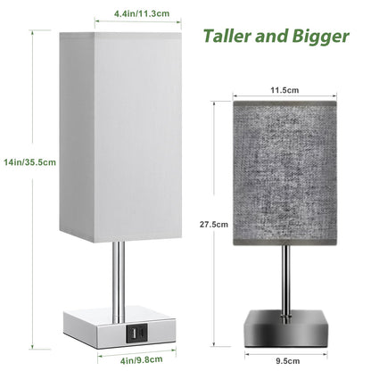 Aooshine Bedside Lamps, Touch Control Table Lamp with USB A+C Charging Ports, Lamps 3 Way Dimmable, for Bedroom Living Room Grey Fabric Shade (LED Bulb Included)
