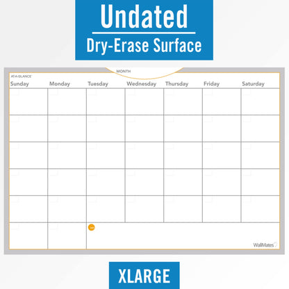 AT-A-GLANCE AW602028 WallMates Self-Adhesive Dry Erase Monthly Planning Surface, 36 x 24 , Gray/White/Orange