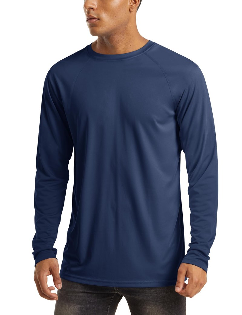 MAGCOMSEN Quick Dry Shirts for Men UPF 50 Long Sleeve Men Athletic T Shirt UV Protection Shirts UV Shirts for Men Guard Shirt for Men Navy