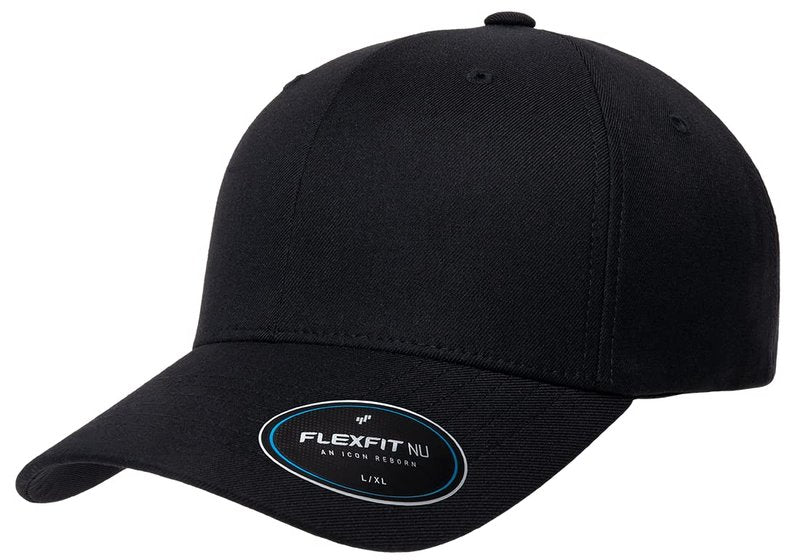 The Hat Pros Flexfit NU Reimagined Tri-Layer Premium Athletic Fitted Baseball Cap with Seam-Sealed Taping - Large-X-Large - Black