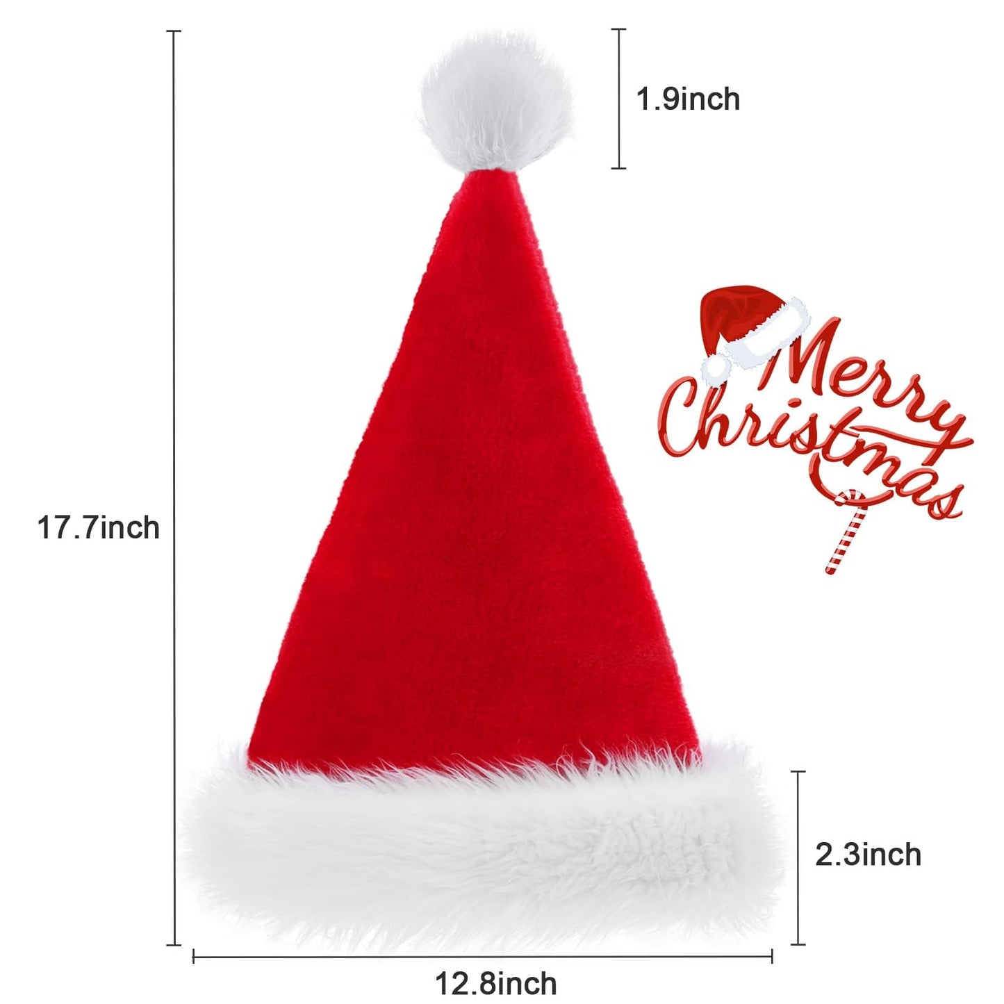 TCJJ Christmas Hats for Adult, Santa Hat Unisex Holiday Red Velvet Double Layer Comfort, Xmas Hat for New Year Festive Party