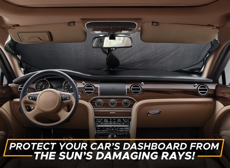 EcoNour Patented Design for Car Windshield Sun Shade | Blocks 99% Heat and Keep Interior Cool | Fits Cars, SUV, Truck | Automotive Sun Screen,Visor and Summer Vehicle Accessories | Medium (64x32)