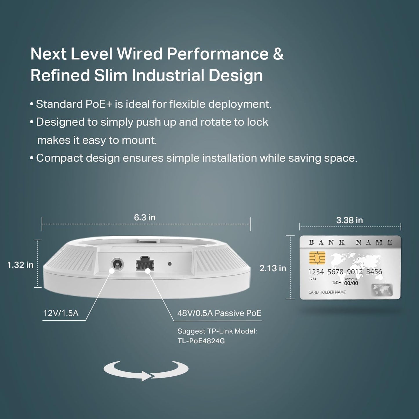 TP-Link EAP610 Access Point, AX1800 Wi-Fi 6 Dual Band Gigabit Wireless Access Points, Power Adapter included, Omada Mesh, Support PoE+Powered or DC, Mount to Wall or Ceiling, Free Software Control