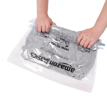 Amazon Basics Roll-Up Travel Zipper Storage Bags, 12 count (6 Small & 6 Medium), Multiple, Clear