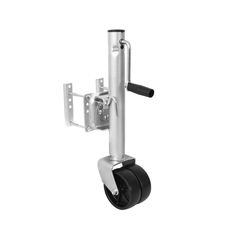 Heavy Duty Trailer Jack, Bolt-on Tongue Jack with Drop Leg and Handle, Adjustable Boat Trailer Jack (Dual Wheel, 1500lbs)