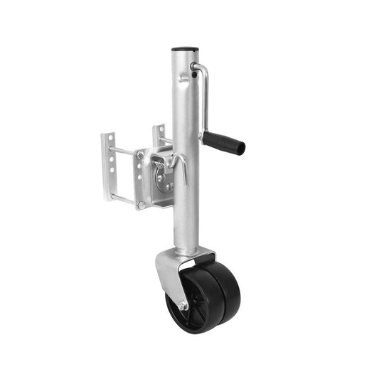 Heavy Duty Trailer Jack, Bolt-on Tongue Jack with Drop Leg and Handle, Adjustable Boat Trailer Jack (Dual Wheel, 1500lbs)