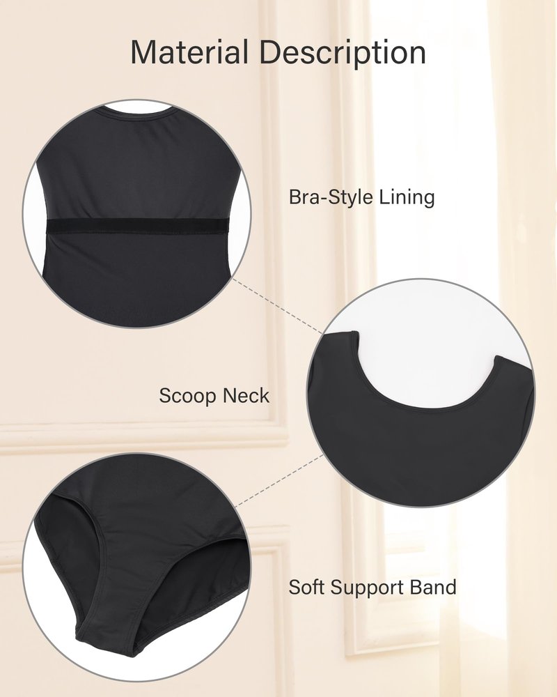 Stelle Black Leotard for Women Dance Wear Short Sleeve Gymnastics Training Ballet Clothes(Black,L)