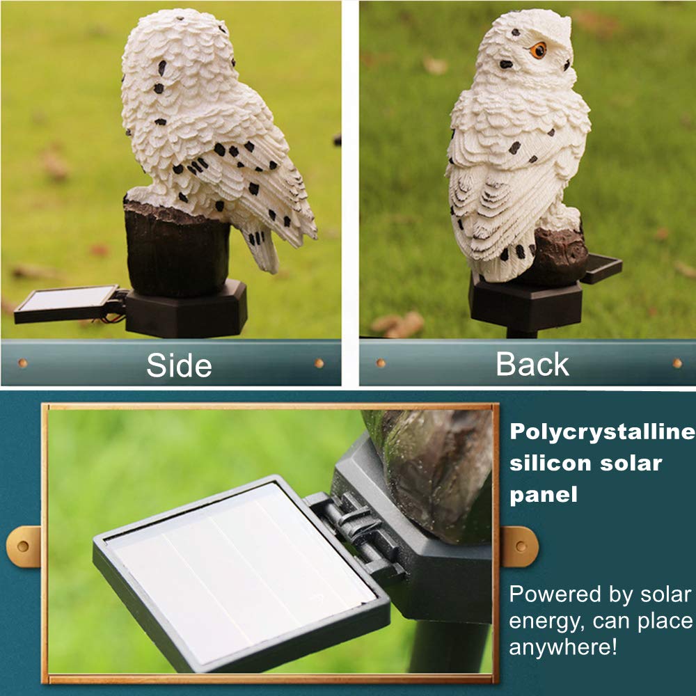 Garden Ornaments Outdoor Owl Shape Light LED Solar Garden Light Owl Lawn Lamp Waterproof Solar Led Lights Outdoor Yard Garden Creative Solar Lamps (White)