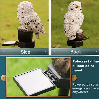 Garden Ornaments Outdoor Owl Shape Light LED Solar Garden Light Owl Lawn Lamp Waterproof Solar Led Lights Outdoor Yard Garden Creative Solar Lamps (White)