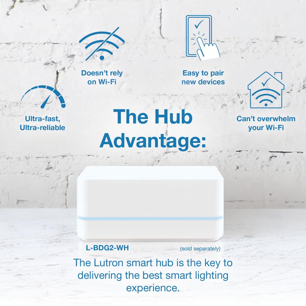 Lutron Claro Smart Light Switch for Caseta Lighting, for LED Lights, Fans, 5 Amp, Single-Pole/3-Way, Neutral Required, DVRF-5NSS-WH-2, White, 2 Pack