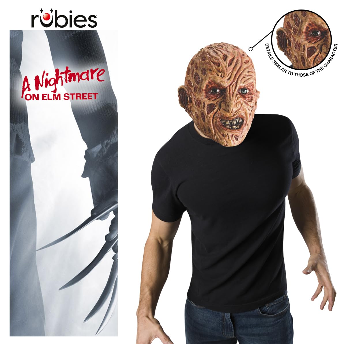 Rubies A Nightmare on Elm Street: Freddy Krueger 3/4 Overhead Mask for Adults, Men's